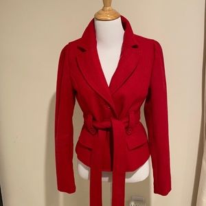 Red fitted belted jacket blazer small